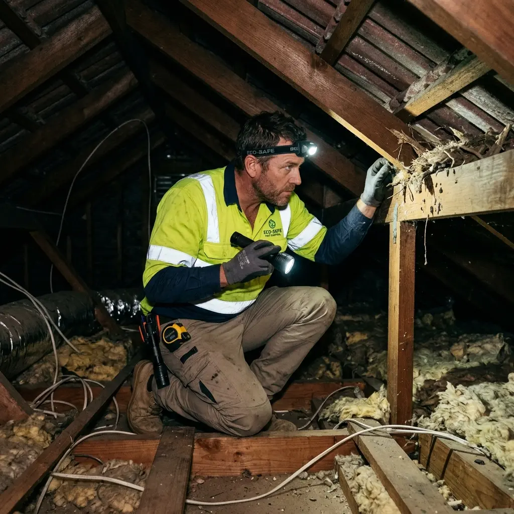 Technician using detection equipment to locate a dead rat inside a Yarraville wall cavity